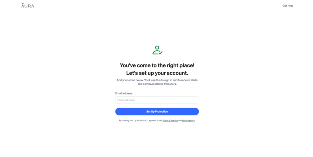 Signing up for an Aura account